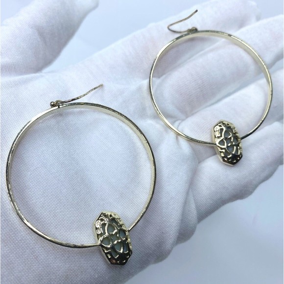 Kendra Scott Elora Gold Multi Drusy Hoop Earrings, Authentic - Picture 11 of 16